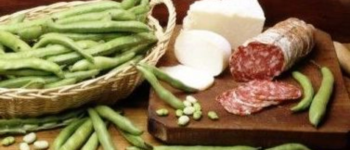 Fave fresche, Salame e Pecorino